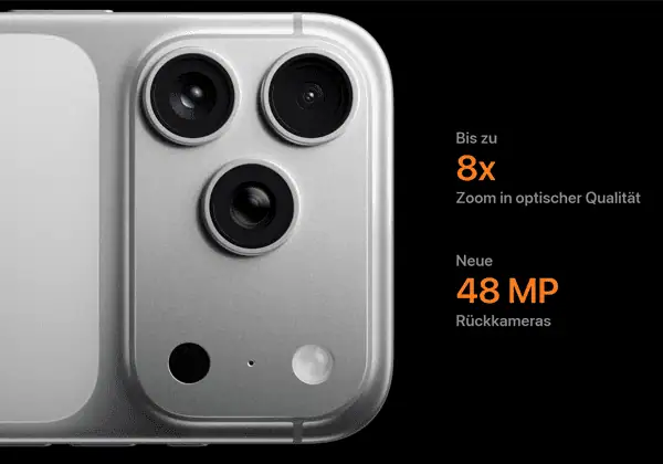 Kamera-System vom Apple iPhone 17 Pro Max - günstig bei o2