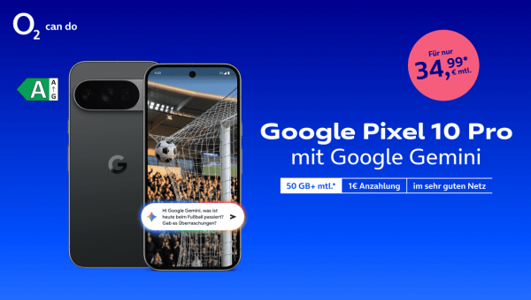 Google Pixel 10 Pro mit Android und Google Gemini Aktion von o2